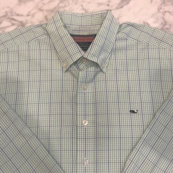 Vineyard Vines Blue/Green Tattersall Whale Shirt - Picture 2 of 3